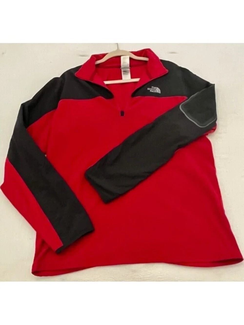 The North Face TKA Glacier Quarter-Zip Fleece Pullover Red Black Colorway Size L